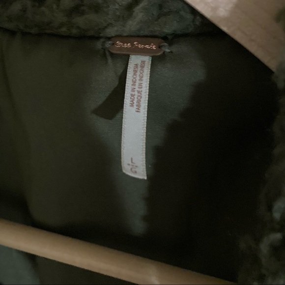 FREE PEOPLE Olive green fuzzy boucle jacket SZ L - Picture 5 of 5